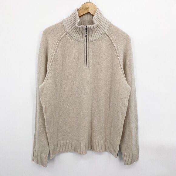 Todd Snyder Italian Cashmere Half Zip Sweater Men Medium Bisque